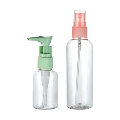 기본 재료 PET 휴대용 50ml 100ml 로션 펌프와 함께 플라스틱 병 얇은 안개 스프레이어
